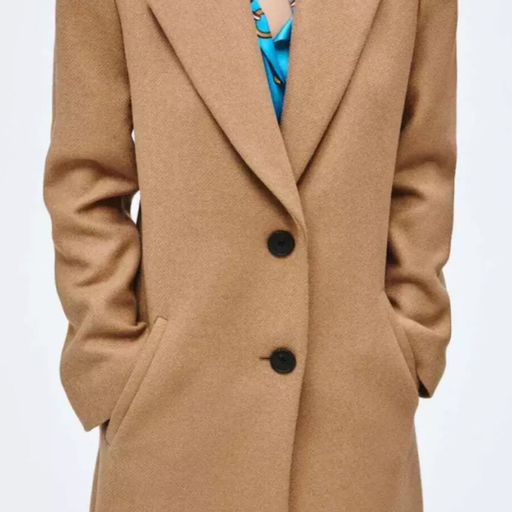 ZARA NEW WOOL MENSWEAR STYLE COAT CAMEL Size XXL Extra Large NWT  8871/289 - Picture 3 of 8